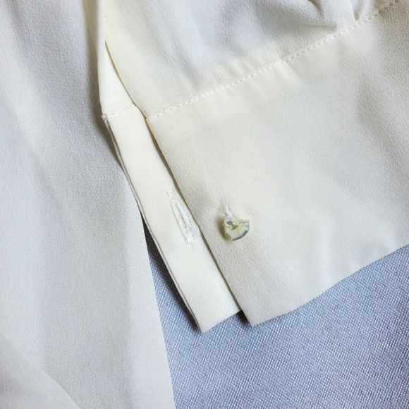 NWT$1,195 Altuzarra Amanda Swarovski Pearl Ivory Top Button Up Blouse Sz 46 (14) - Picture 10 of 11